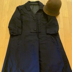 Vintage 3/4 Sleeve Long Black Coat‎